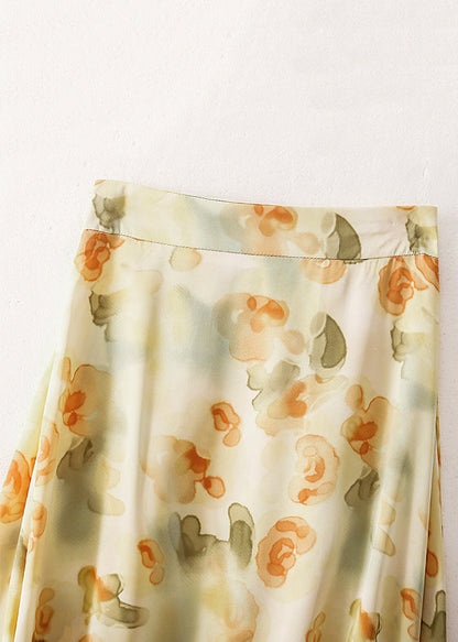 Loose Apricot Print High Waist Cotton Skirts Summer GG008 MZF-SKTS240610