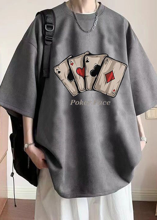 Shirts Green O T Neck Faux Loose Print Summer Army Suede Men FashionChic