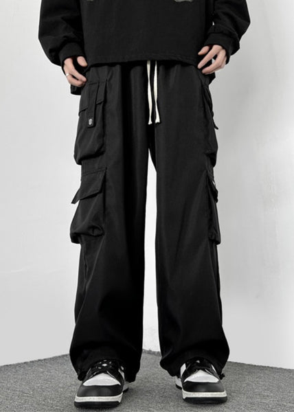 Drawstring Green Cotton Pockets Loose Army Mens Casual Pants FashionChic