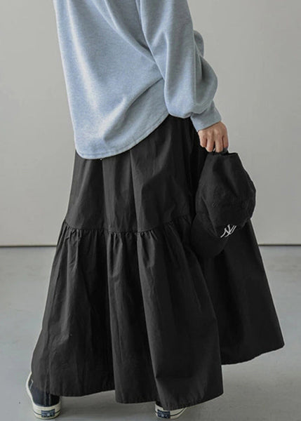 Skirt Spring Cotton Waist Green Elastic Loose Army Wrinkled FashionChic