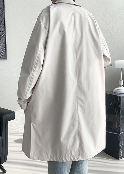 Loose Beige Button Pockets Side Open Cotton Mens Coat Spring YQ008 ABC