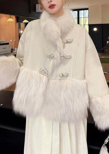 Loose Beige Fur Collar Patchwork Duck Down Down Coat Winter RC006 ABC