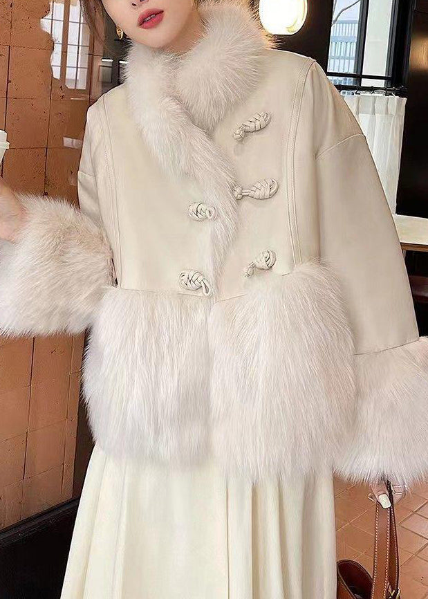 Loose Beige Fur Collar Patchwork Duck Down Down Coat Winter RC006 ABC