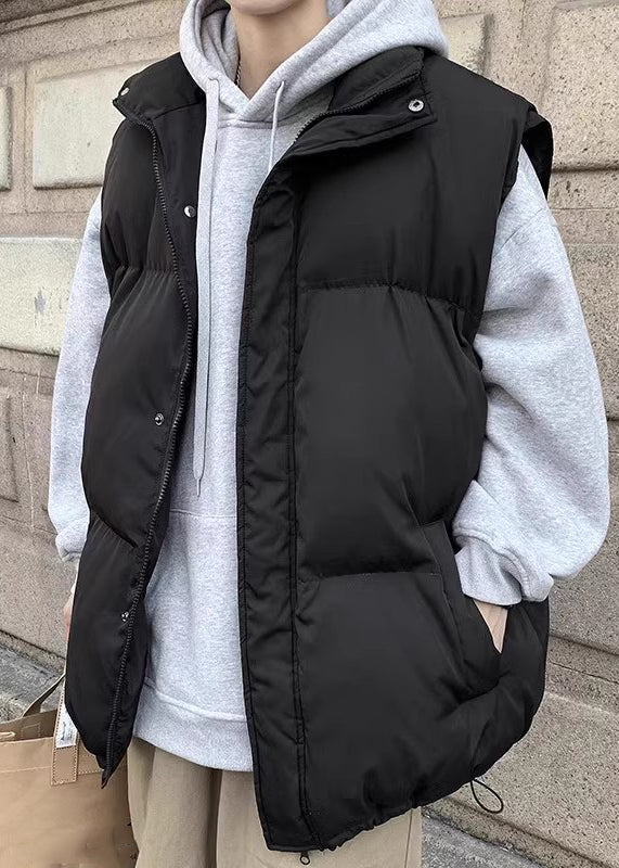 Loose Beige Zippered Pockets Drawstring Cotton Filled Men Waistcoat Winter RN014 ABC