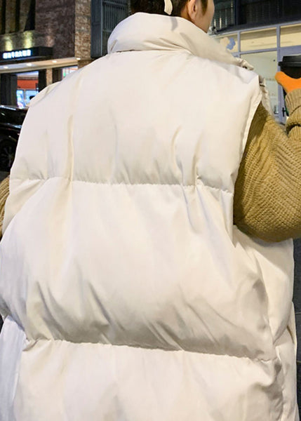 Loose Beige Zippered Pockets Drawstring Cotton Filled Men Waistcoat Winter RN014 ABC