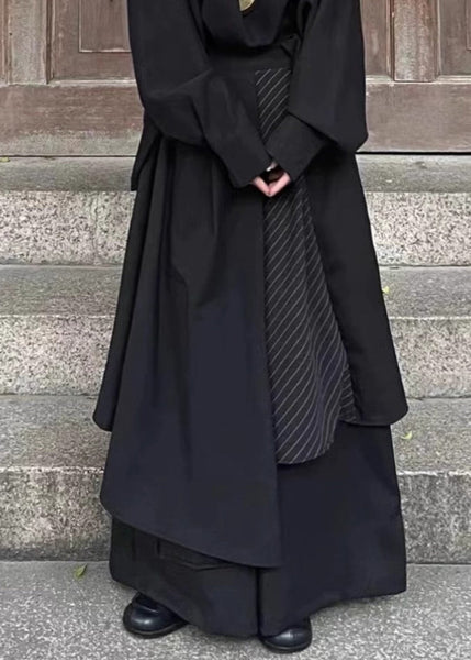 Loose Black Asymmetrical High Waist Men Wide Leg Pants Summer TR023 MZF-MENP240727