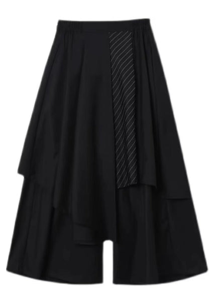 Loose Black Asymmetrical High Waist Men Wide Leg Pants Summer TR023 MZF-MENP240727