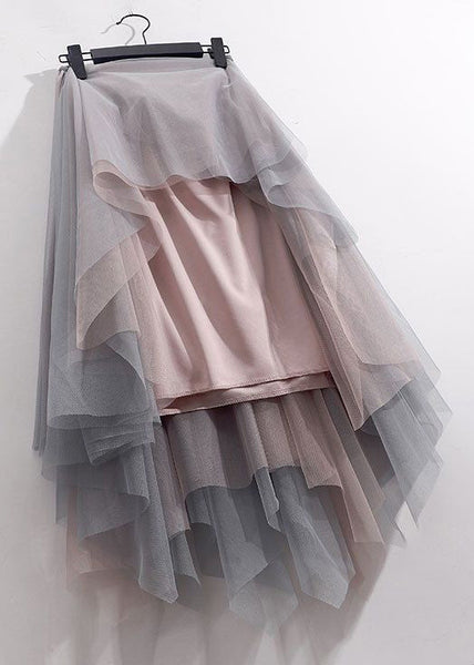 Loose Black Asymmetrical High Waist Tulle Skirt Summer Ada Fashion