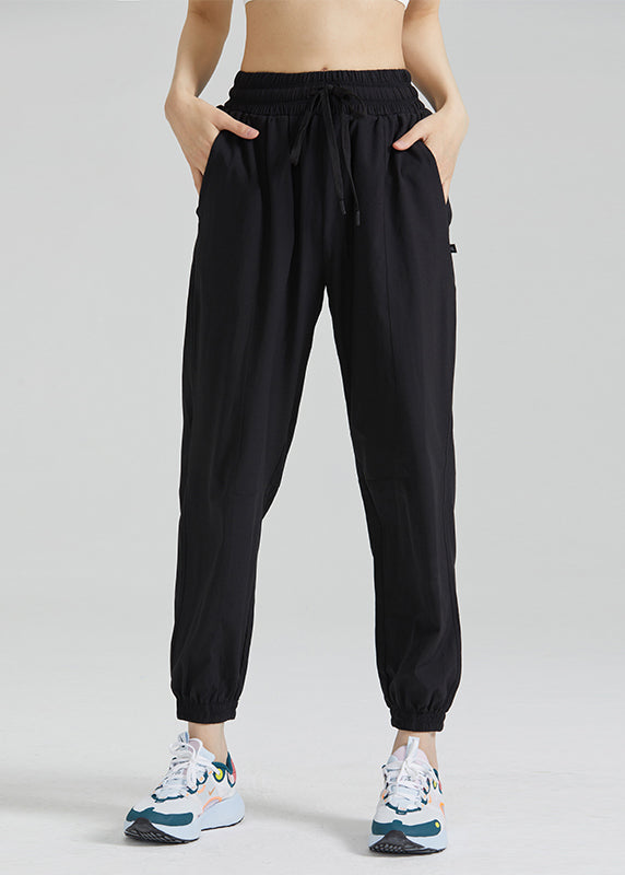 Loose Pants Tie Waist Elastic Yoga Lantern Black FashionChic