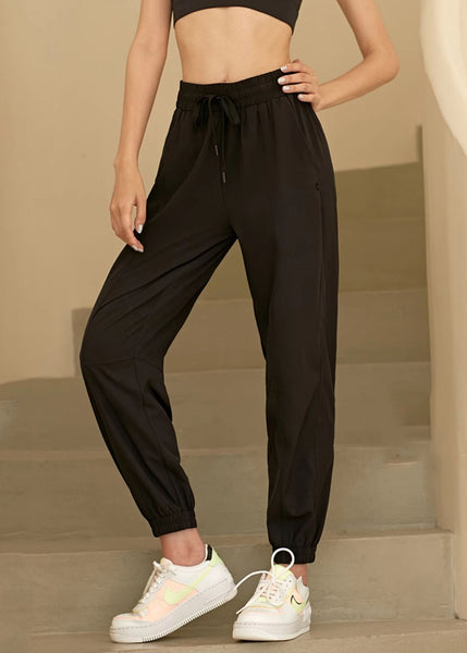 Loose Pants Tie Waist Elastic Yoga Lantern Black FashionChic