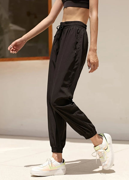 Loose Pants Tie Waist Elastic Yoga Lantern Black FashionChic