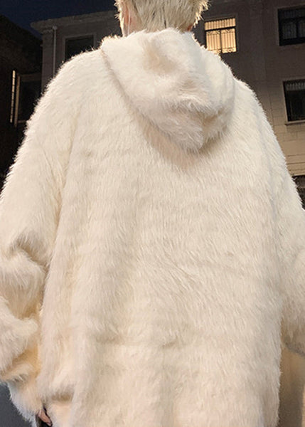 Loose Black Hooded Letter Mink Velvet Men Sweaters Winter RC038 ABC