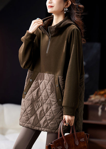 Loose Black Hooded Zippered Patchwork Sweatshirts Spring TY009