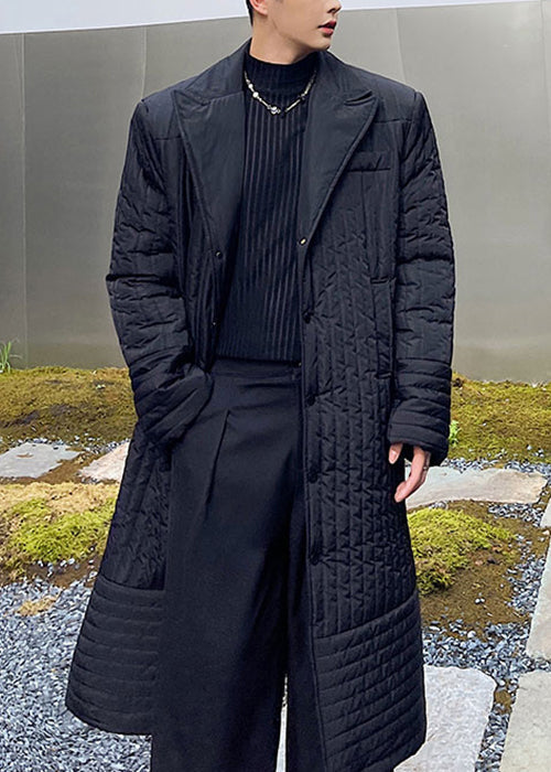 Loose Black Notched Button Original Design Men Parka Winter RJ052 ABC