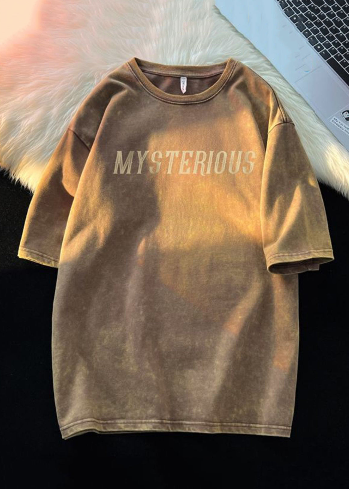 Loose Black O Neck Letter Cotton Mens T Shirt Summer YL004 ABC