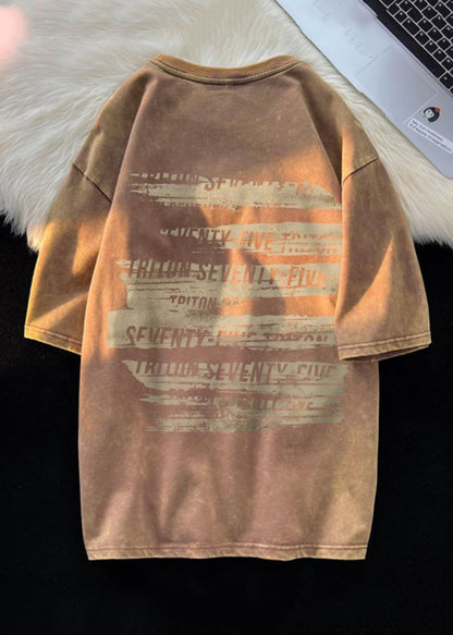 Loose Black O Neck Letter Cotton Mens T Shirt Summer YL004 ABC