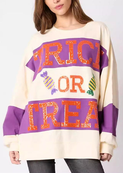 Loose Black O Neck Letter Cotton Sweatshirt Fall AE1038 OM-HW240901