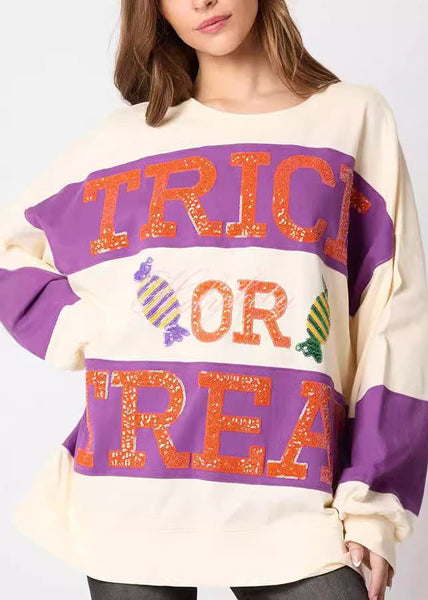 Loose Black O Neck Letter Cotton Sweatshirt Fall AE1038 OM-HW240901