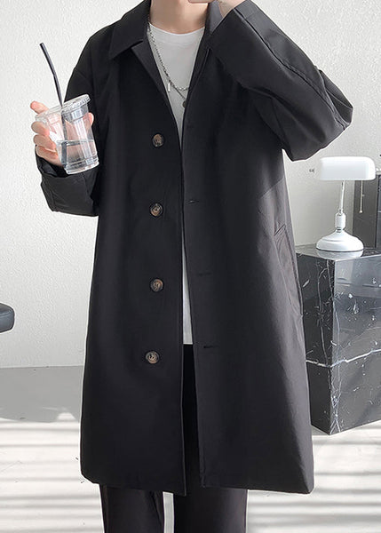 Loose Black Peter Pan Collar Pockets Cotton Coats Men Coat Spring YQ005 ABC