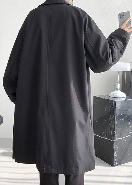 Loose Black Peter Pan Collar Pockets Cotton Coats Men Coat Spring YQ005 ABC