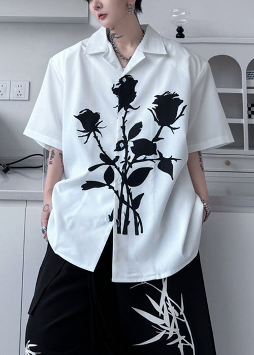 Peter Black Summer Men Collar Loose Pan Shirts Print Cotton FashionChic