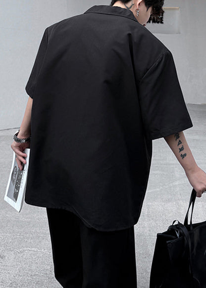 Peter Black Summer Men Collar Loose Pan Shirts Print Cotton FashionChic