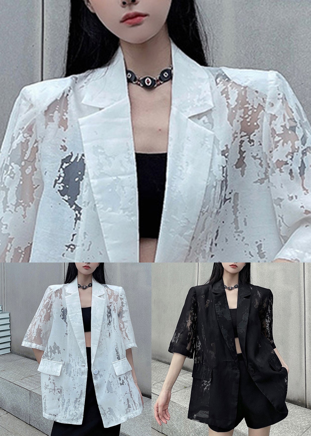 Summer Back Thin Open Pockets Side Cotton Black Coat Loose FashionChic
