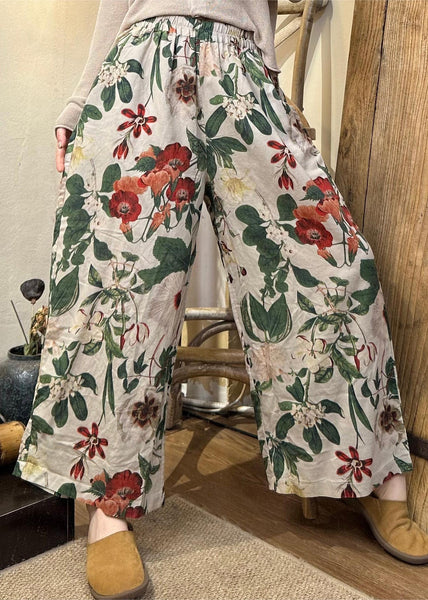 Loose Black Print Elastic Waist Cotton Crop Pants Winter JH018 MMDM-CPTS240717