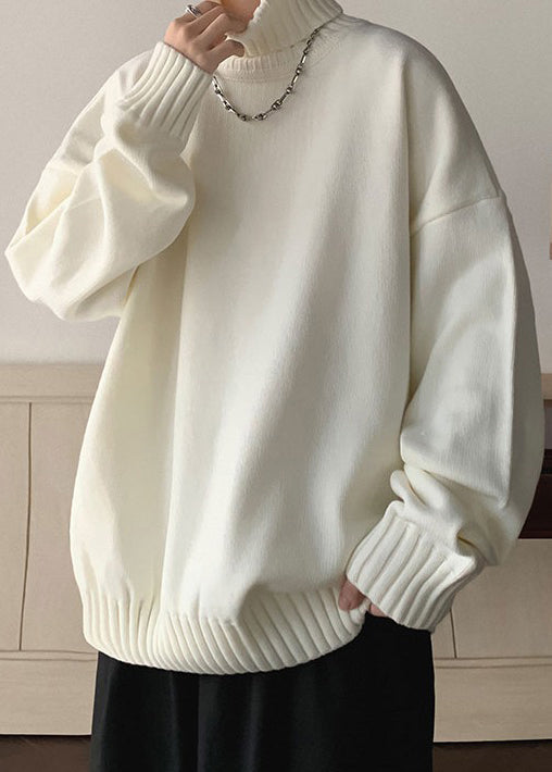 Loose Black Solid Thick Knit Mens Sweaters Turtleneck Winter RJ019 ABC