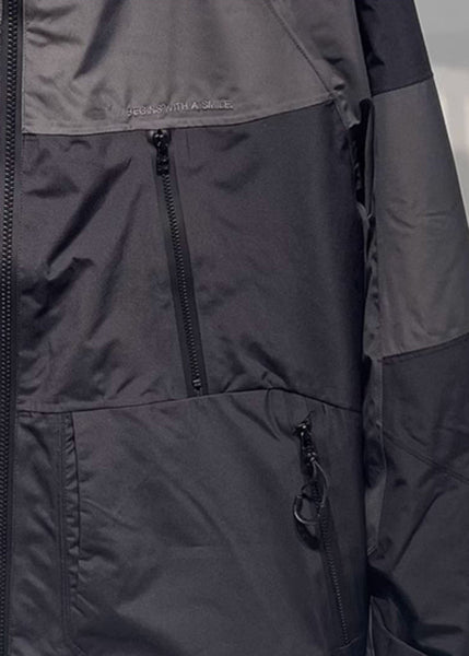 Black Patchwork Mens Hooded Coat Spring Loose Zippered Cotton FashionChic