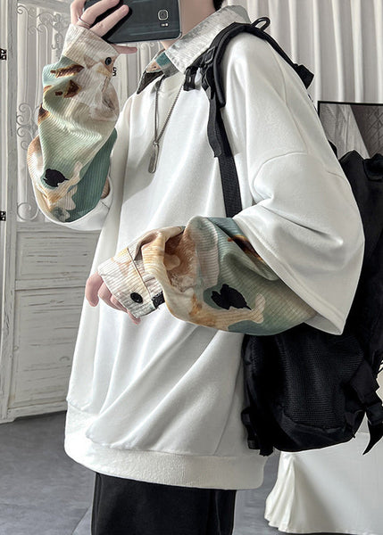 Loose Patchwork False Two Blackish Pieces Green Pan Collar Peter FashionChic