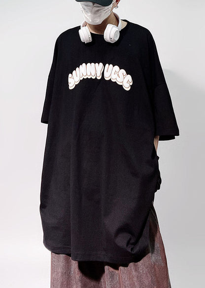 Sleeve Letter Men's Shirts T Half Floral Cotton Blue Loose FashionChic