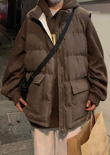 Loose Blue Zip Up Pockets Cotton Filled Mens Waistcoat Sleeveless EQ036 ABC