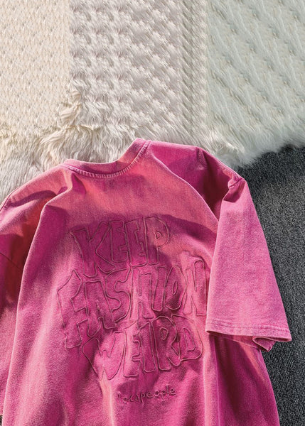 Loose Brown Letter Solid Cotton Mens T Shirts Summer YL010 ABC