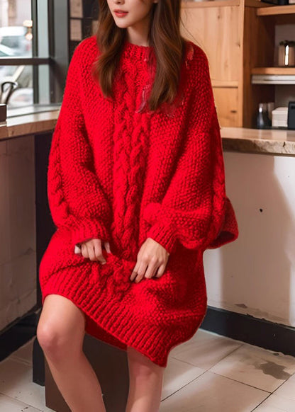 Loose Camel O-Neck Solid Cable Cotton Knit Sweaters Winter RP027 ABC