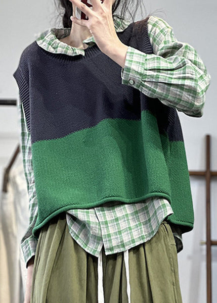 Loose Casual Apricot O Neck Knit Tank Sleeveless OO006 OM-CS240816