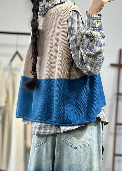 Loose Casual Apricot O Neck Knit Tank Sleeveless OO006 OM-CS240816