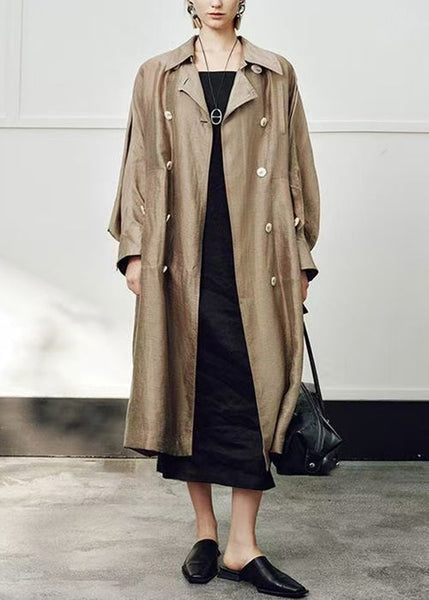 Collar Champagne Pan Loose Linen Peter Breast Silk Double Gold FashionChic