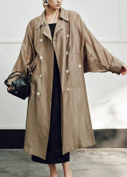 Collar Champagne Pan Loose Linen Peter Breast Silk Double Gold FashionChic