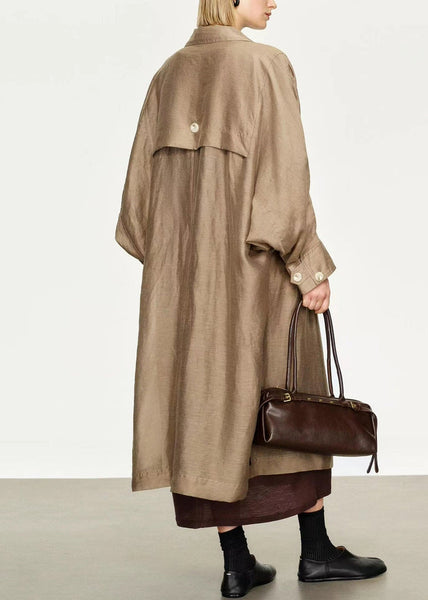 Collar Champagne Pan Loose Linen Peter Breast Silk Double Gold FashionChic