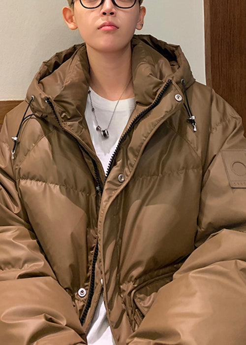 Loose Coffee Hooded Pockets Duck Down Men Down Coat Winter RM006 ABC