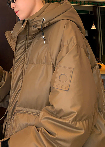 Loose Coffee Hooded Pockets Duck Down Men Down Coat Winter RM006 ABC