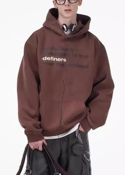 Loose Coffee Letter Pockets Oversized Cotton Mens Sweatshirts Spring YQ027 ABC