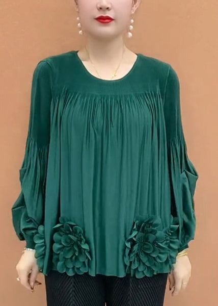 Patchwork Shirt Sleeve Loose Coffee Floral T O-Neck Lantern FashionChic