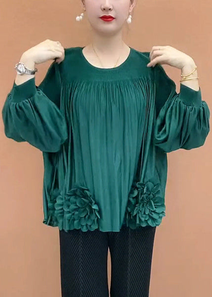 Patchwork Shirt Sleeve Loose Coffee Floral T O-Neck Lantern FashionChic