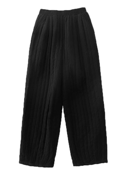 Loose Coffee Pockets Elastic Waist Fine Cotton Filled Pants Winter RU008 ABC