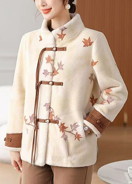 Loose Coffee Stand Collar Pockets Mink Velvet Coat Winter RC010 ABC