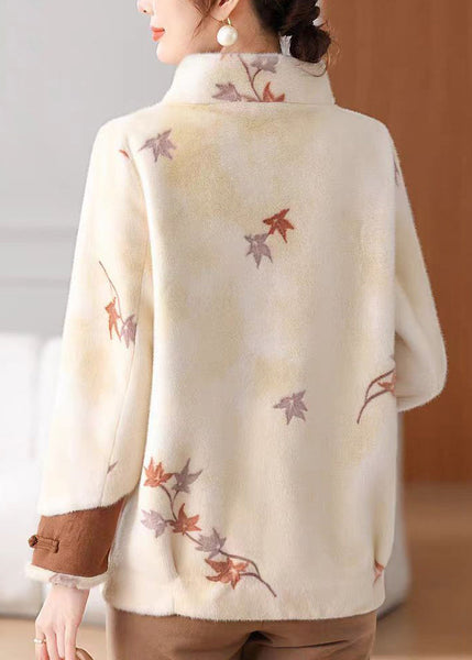 Loose Coffee Stand Collar Pockets Mink Velvet Coat Winter RC010 ABC