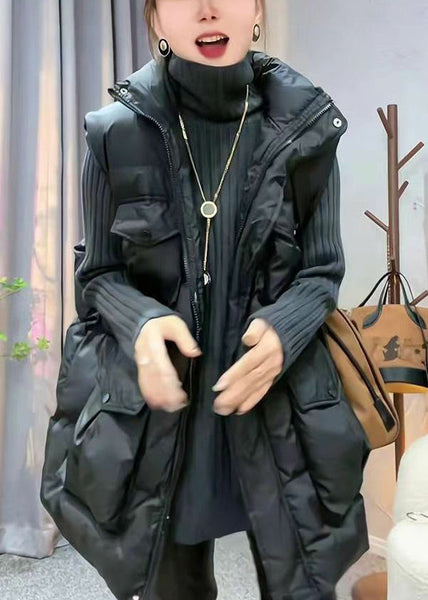 Loose Coffee Zip Up Pockets Cotton Filled Waistcoat Sleeveless YW015 ABC