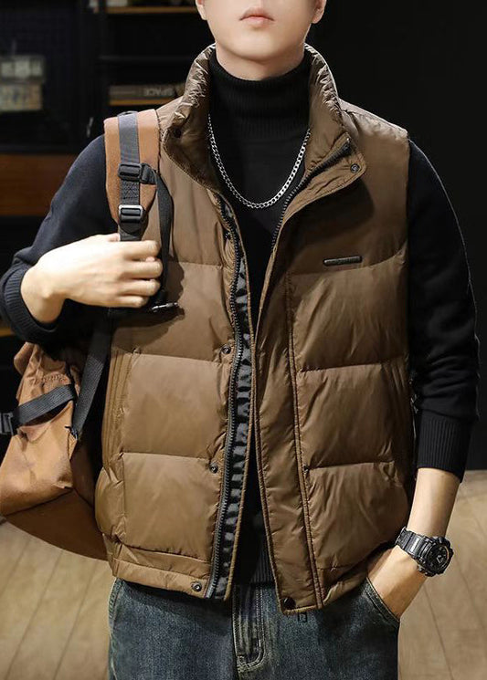 Loose Coffee Zip Up Pockets Men Puffer Vest Winter EQ039 ABC